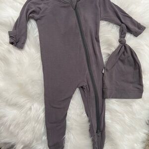 Kyte Baby Footie with Hat - Gray - Newborn - Zipper Onesie